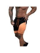 Short Masculino 2 em 1 de Treino Academia Com Bolso Compressão Forro Duplo Elastico Dryfit