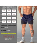 Short Masculino 2 em 1 de Treino Academia Com Bolso Compressão Forro Duplo Elastico Dryfit