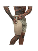 Short Masculino 2 em 1 de Treino Academia Com Bolso Compressão Forro Duplo Elastico Dryfit