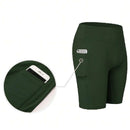 Shorts de compressão Fitness Unissex com Bolso