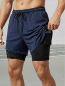 Shorts 2 Em 1 Duplo Esportivo Dry Fit Com Bolso Calção Para Academia Shorts Esportivo