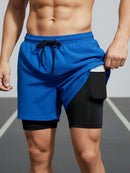 Shorts 2 Em 1 Duplo Esportivo Dry Fit Com Bolso Calção Para Academia Shorts Esportivo