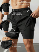 Shorts 2 Em 1 Duplo Esportivo Dry Fit Com Bolso Calção Para Academia Shorts Esportivo