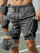 Shorts 2 Em 1 Duplo Esportivo Dry Fit Com Bolso Calção Para Academia Shorts Esportivo