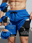 Shorts 2 Em 1 Duplo Esportivo Dry Fit Com Bolso Calção Para Academia Shorts Esportivo