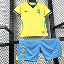Kit Conjunto Infantil Brasil Home Copa do Mundo 2026 Amarelo