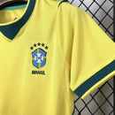 Kit Conjunto Infantil Brasil Home Copa do Mundo 2026 Amarelo