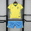 Kit Conjunto Infantil Brasil Home Copa do Mundo 2026 Amarelo
