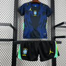 Kit Conjunto Infantil Brasil Away Copa do Mundo 2026 Azul